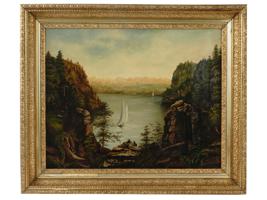 ATTR TO THOMAS CHAMBERS AMERICAN LANDSCAPE PAINTING