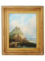 ENGLISH CASTLE LANDSCAPE OIL PAINTING BY HENRY SMYTH