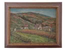 MARIE HULL AMERICAN VILLAGE LANDSCAPE OIL PAINTING