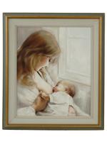 CANADIAN MOTHER CHILD OIL PAINTING BY LISE AUGER