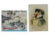 ANTIQUE TIN ADVERTISING SIGNS MOTORCYCLES AND COTTON PIC-0