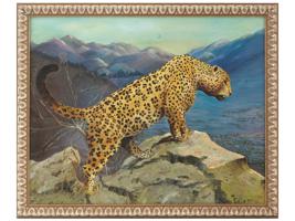 AMERICAN LEOPARD OIL PAINTING BY MURIEL FALLICK
