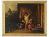 ANTIQUE 19TH C OIL PAINTING OF CHILDREN WITH PETS PIC-0
