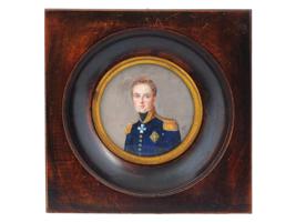 ANTIQUE FRENCH OFFICER MINIATURE PORTRAIT PAINTING