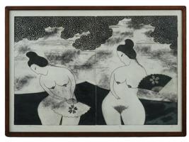 JAPANESE NUDE WOMAN WOODBLOCK PRINT BY MAYUMI ODA