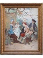 FRENCH GENRE SCENE OIL PAINTING BY EMILE PINCHART