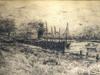 ANTIQUE AMERICAN SEASCAPE ETCHING BY MOSES HYMAN PIC-1