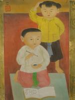 VIETNAMESE FRENCH INK SILK PAINTING ATTR MAI THU