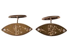 ANTIQUE RUSSIAN 14K GOLD AND DIAMONDS CUFFLINKS