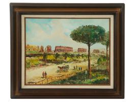 OIL ON CANVAS ITALIAN LANDSCAPE PAINTING BY MOROS