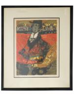 LITHOGRAPH PRINT MAN IN BLACK BY THEO TOBIASSE