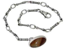 STERLING SILVER BRACELET WITH NATURAL AGATE STONE