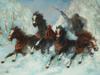RUSSIAN WINTER HORSES OIL PAINTING BY WICTOR ORLOW PIC-1