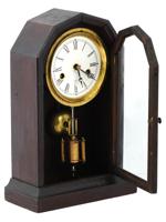 ANTIQUE MAHOGANY WOOD MANTEL CLOCK WITH PENDULUM