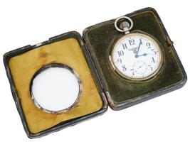 WWII NAZI GERMAN POCKET WATCH W SILVER WOODEN CASE