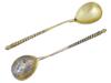 RUSSIAN GILT SILVER NIELLO DESSERT SPOONS PIC-1