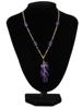 VINTAGE 10K YELLOW GOLD AMETHYST CHAIN NECKLACE PIC-0