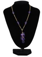 VINTAGE 10K YELLOW GOLD AMETHYST CHAIN NECKLACE