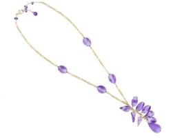 VINTAGE 10K YELLOW GOLD AMETHYST CHAIN NECKLACE