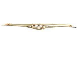 VINTAGE 10K YELLOW GOLD AND DIAMOND BAR BROOCH