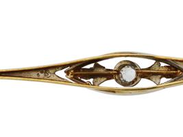 VINTAGE 10K YELLOW GOLD AND DIAMOND BAR BROOCH