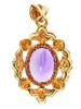 VINTAGE 14K GOLD AMETHYST CULTURED PEARL PENDANT PIC-1