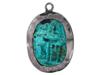 ANTIQUE GRAND TOUR FAIENCE SILVER SCARAB PENDANT PIC-1