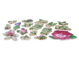 ENGLISH XIX C PORCELAIN MINIATURE FLOWER PLAQUES