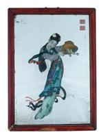 CHINESE QING REVERSE GLASS PAINTING FEMALE PORTRAIT