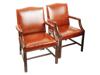 PAIR OF VINTAGE WOODEN ARMCHAIRS IN LEATHER PIC-1