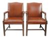 PAIR OF VINTAGE WOODEN ARMCHAIRS IN LEATHER PIC-0