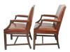 PAIR OF VINTAGE WOODEN ARMCHAIRS IN LEATHER PIC-2