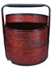 ANTIQUE CHINESE QING RED LACQUER WEDDING BASKET PIC-4