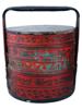 ANTIQUE CHINESE QING RED LACQUER WEDDING BASKET PIC-3