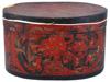 ANTIQUE CHINESE QING RED LACQUER LIDDED HAT BOX PIC-1