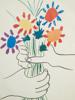 PABLO PICASSO 1958 LITHOGRAPH PRINT WITH FLOWERS PIC-1