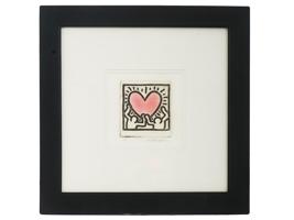 AMERICAN KEITH HARING ETCHING ON PAPER 1988 RED HEART