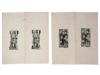 THREE DOUBLE WOODCUTS ON PAPER BY MAX WEBER 1920S PIC-0