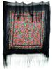 ANTIQUE CHINESE FLORAL EMBROIDERED SILK PIANO SHAWL PIC-0