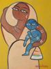 INDIAN OIL PAINTING MOTHER AND CHILD BY JAMINI ROY PIC-1