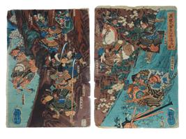 JAPANESE UTAGAWA KUNIYOSHI UKIYO E WOODBLOCK DIPTYCH