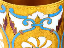 RUSSIAN SOVIET ERA GILT CHAMPLEVE ENAMEL SHOT CUPS