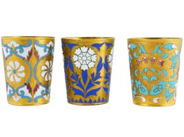 RUSSIAN SOVIET ERA GILT CHAMPLEVE ENAMEL SHOT CUPS