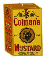 MID CENTURY COLMANS MUSTARD ADVERTISMENT TIN SIGN