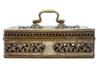 ANTIQUE INDIAN PIERCED DESIGN BRASS BOX WITH INLAYS PIC-3