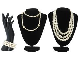 COSTUME JEWELRY SET OF FAUX PEARL NECKLACES BRACELET