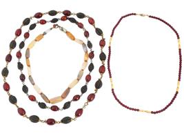 VINTAGE AGATE CARNELIAN JASPER BEADED NECKLACES