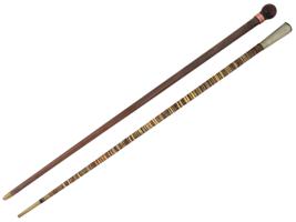 LOT OF TWO HAND CARVED WOOD WALKING CANES W SWORD