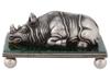 RUSSIAN SILVER AND JADE STONE FIGURINE OF A RHINO PIC-3