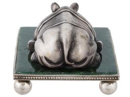 RUSSIAN SILVER AND JADE STONE FIGURINE OF A RHINO